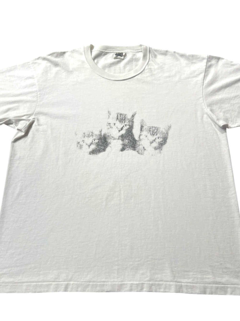 Vintage 90s Vetements Original Design Faded Kittens Cats White T Shirt L
